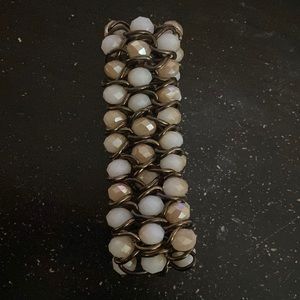 Gold & White Beaded Bracelet